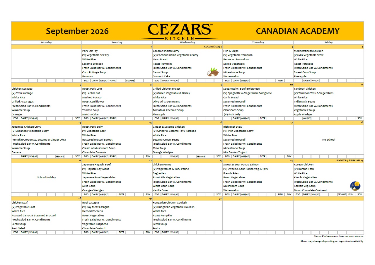 September Menu
